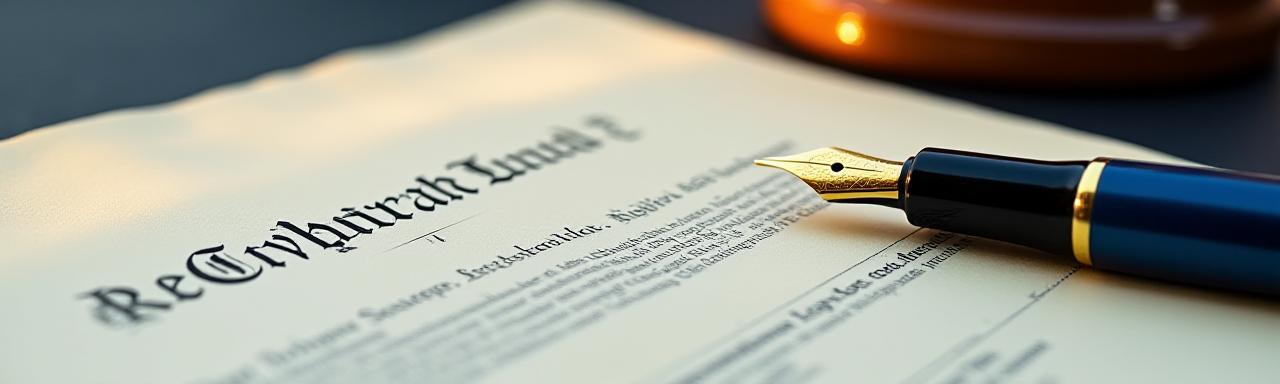 Close-up of a legal document under professional warm lighting at Cadenza Contracts office