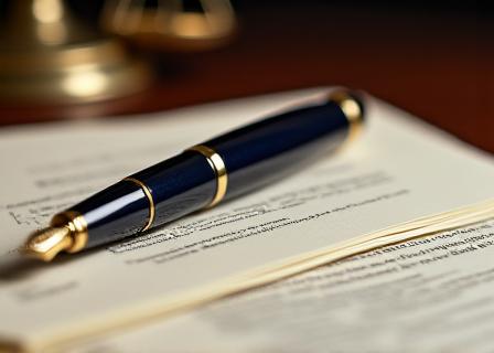 Close up of a luxury fountain pen and legal documents